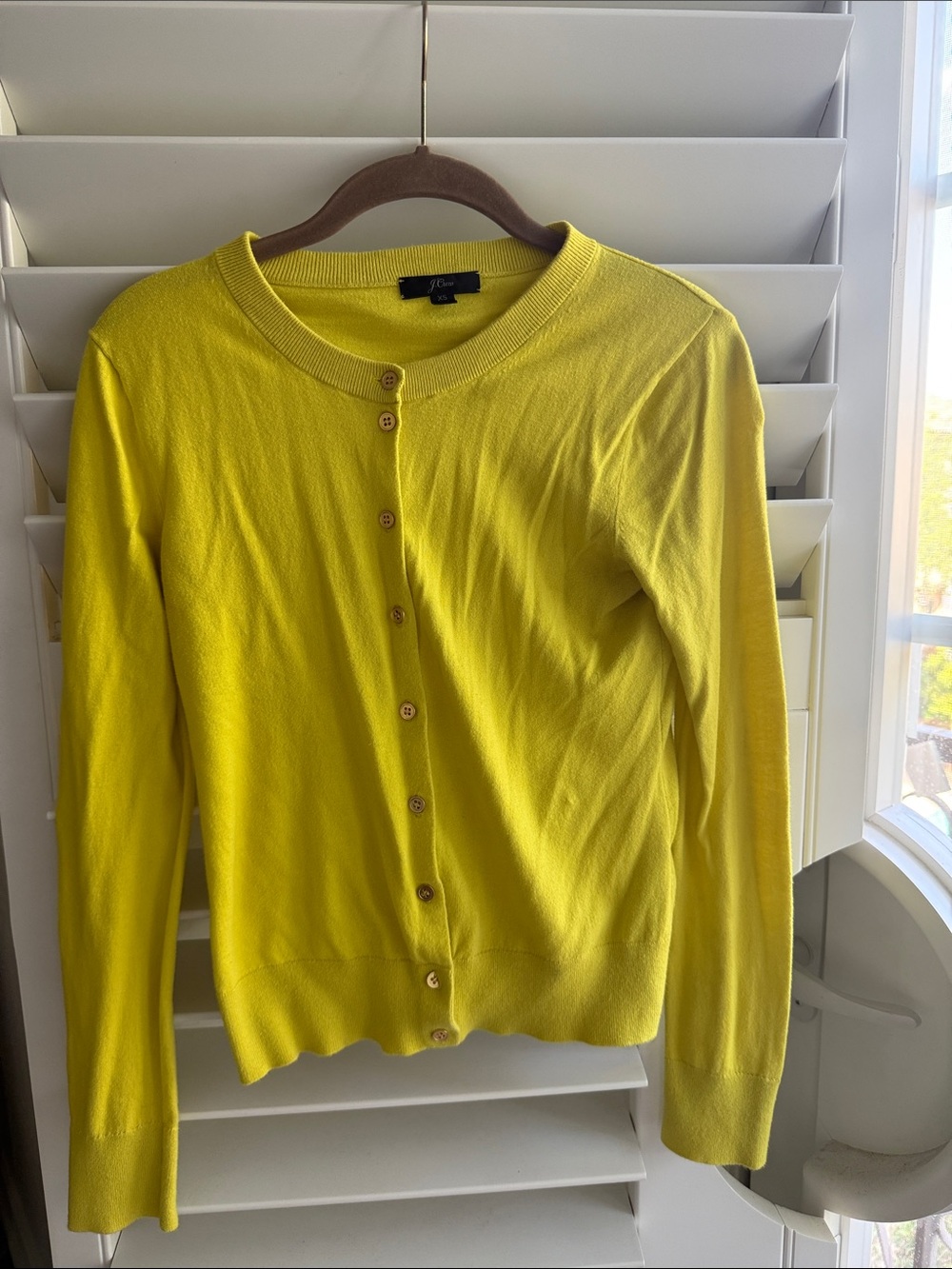 J. Crew Bright Yellow Crewneck Button Cardigan